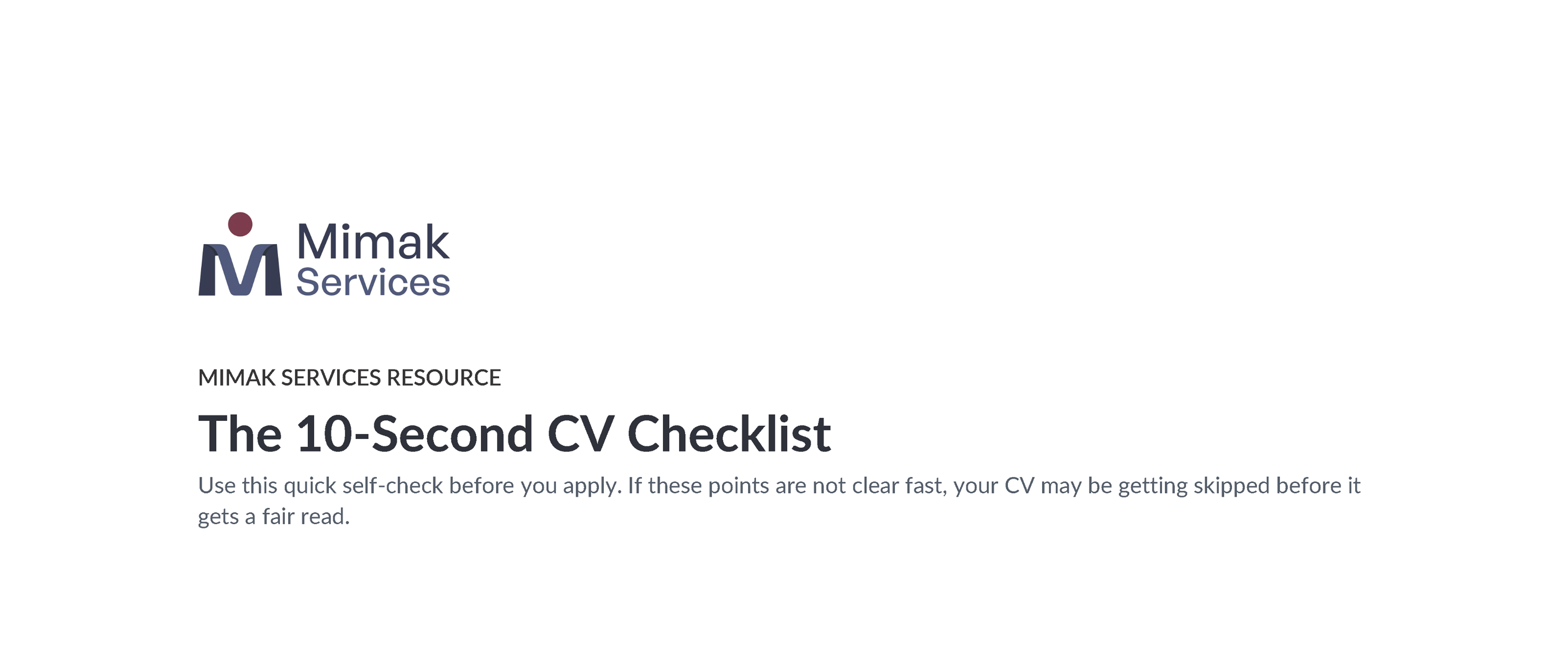 The 10-Second CV Checklist for Jobseekers | Mimak Services